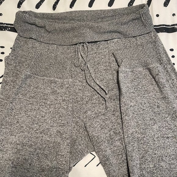 Aerie Heather Gray Fold Over Joggers with Pockets Size XL - Picture 2 of 4